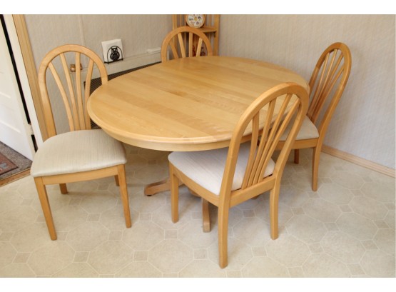 Light Oak Pedestal Kitchen Table & Chairs