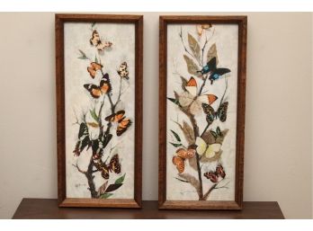 Pair Of MCM Butterfly Prints Framed 7 X 16