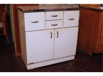 Mid Century Metal Enamel Kitchen Cabinet 36 X 20 X 37