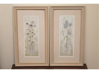 Lovley Pair Of Floral Prints Framed 10 X 18