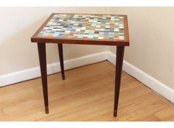 MCM Mosaic Tile Top Side Table 15.5 X 15.5 X 15