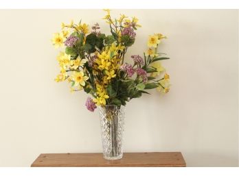 Lovely Faux Flower Arrangement In Waterford Crystal Vase
