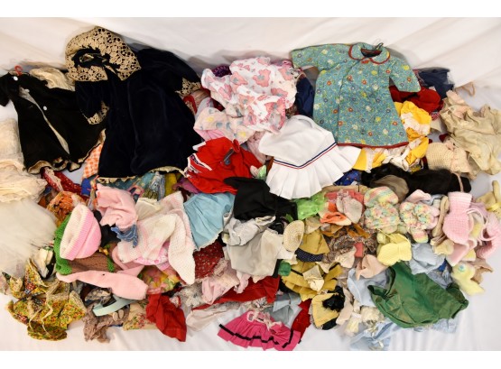 Large Lot Of Vintage Doll Clothes Including Velvet Dresses - #78