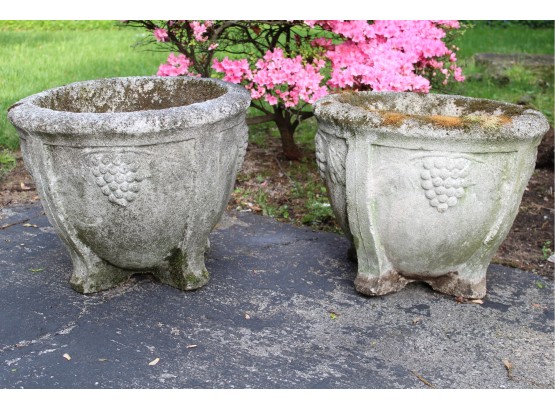 Pair Of Outdoor Stone Planters 15' Round By 20' High