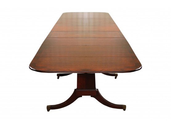 Brandt Furniture 'The Warfield' Mahogany Banded Drop Leaf Duncan Phyfe Style Dining Table 11ft Long