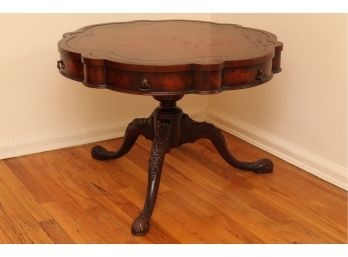 Duncan Phyfe Style Leather Top Low Side Table 31 X 31 X 22