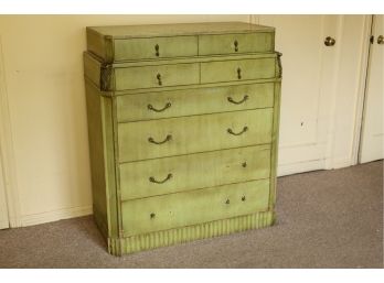 Vintage Green Painted Chest Of Drawers For Restoration 38 X 21 X 45