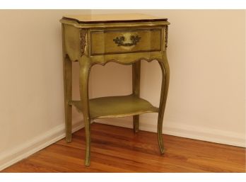 Green Painted Side Table With Removable Mirrored Top 20 X 16.5 X 29