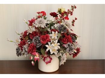 Lovely Faux Flower Display With Ceramic Vase