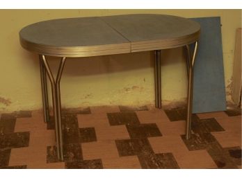 Vintage Chrome And Formica Top Table With Additional Leaf 30 X 47