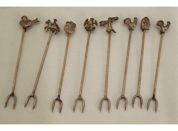 Sterling Hors D'oeuvre Forks Featuring Animals 20g