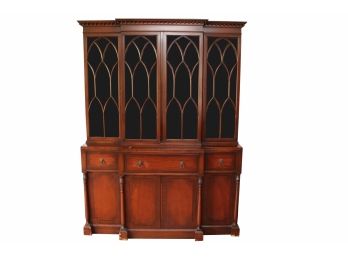 Mid Century Drop Front Mahogany Breakfront With Lion Head Pulls 60 X 22 X 82