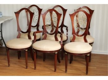 Art Deco Mahogany Dining Chairs With Horse Hair Filled Seat
