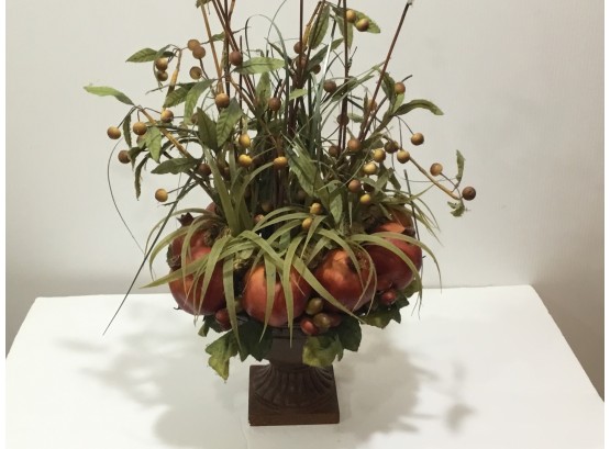 Floral Arrangement With Pomegranates In Resin Base