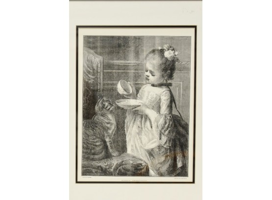 'Pussy's Perquisite' Reproduction Engraving 20 X 24