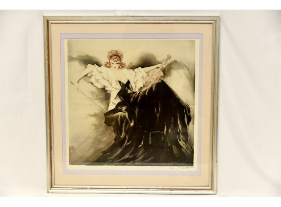 Louis Icart 'Waltz Echoes Woman With Violin' Framed Print Under Glass 20 X 26