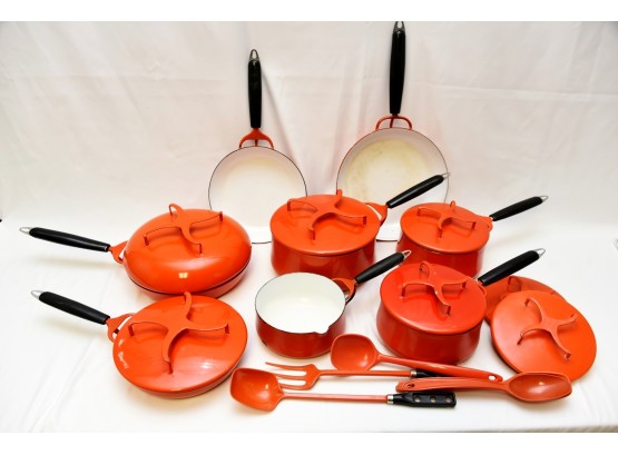 Mid Century Orange Milanoware Lantoni Cookware Set