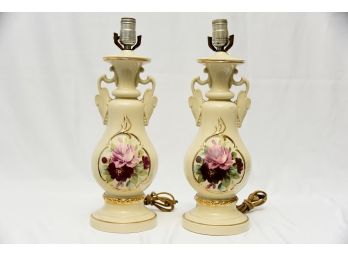 Pair Of Hand Painted Lamps