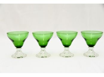 Lot Of Green And Clear Dessert Glasses