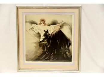 Louis Icart 'Waltz Echoes Woman With Violin' Framed Print Under Glass 20 X 26