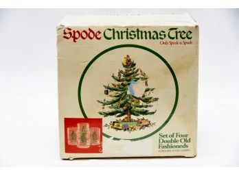 Spode Christmas Tree Set Of 4 Double Old Fashioned Glasses
