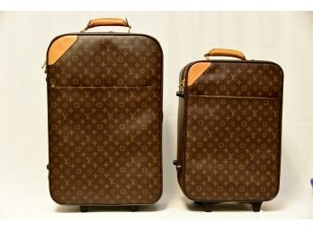 'Louis Vuitton Style' Rolling Travel Bags (Unauthenticated) 14 X 22 X 8, 16 X 27 X 10