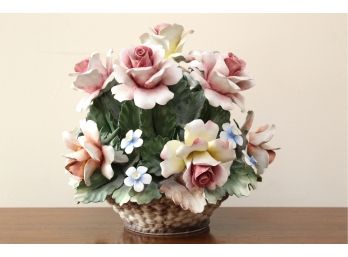 Large 12” Capodimonte Porcelain Floral Arrangement