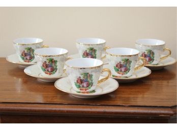 Imperial Japan Porcelain Demitasse Cups And Saucers