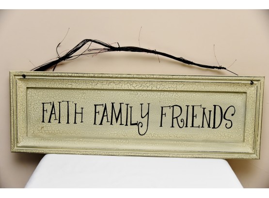 Faith Family Friends Crackle Finish Wall Art - 36' X 12'