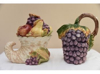 Fruit Themed Cookie Jar And Pitcher