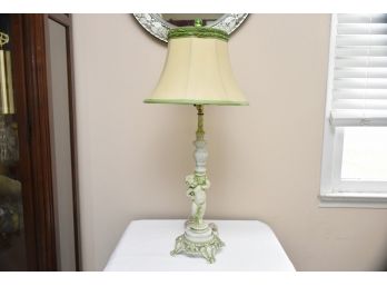 Cherub Marble And Metal Table Lamp - 34'T