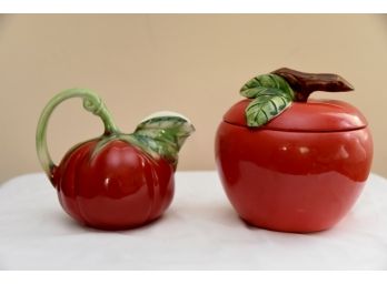 Apple Cookie Jar And Tomato Pitcher