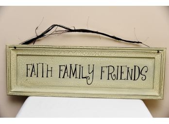 Faith Family Friends Crackle Finish Wall Art - 36' X 12'