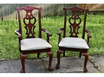 Pair Of Ball And Claw Foot Rosewood Finished Armchairs