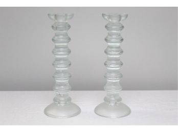 Frosted Glass Candle Sticks