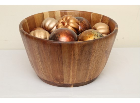 Wooden Bowl With Fall Decor