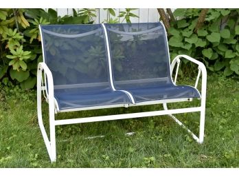 Blue & White Outdoor Swinging Bench 45 X 31 X 31