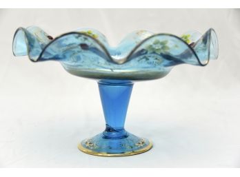 Blue & Gold Pedestal Platter