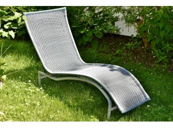 Distressed Light Blue Wicker Lounge Chair 48 X 22 X 34