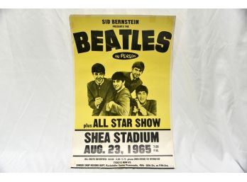 Original Beatles 1960's Shea Stadium Concert Poster 13.5' X 21.5' (Unauthenticated)