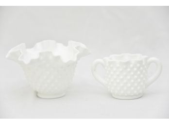 Fenton Hobnail Milk Glass Vases