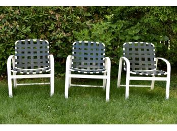 Set Of 3 Vintage Aluminum Stacking Chairs 24 X 24 X 33