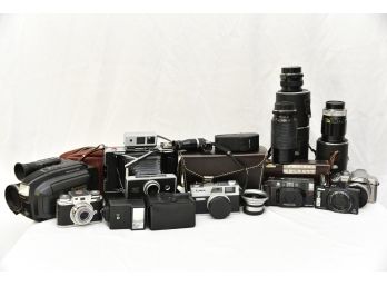 Vintage Camera Lot - Canon, Nikon, Pentax, Bolsey, Supra, Kodak Land Camera