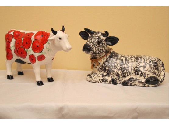 Pair Of Lovely Cow Figurines One Bank