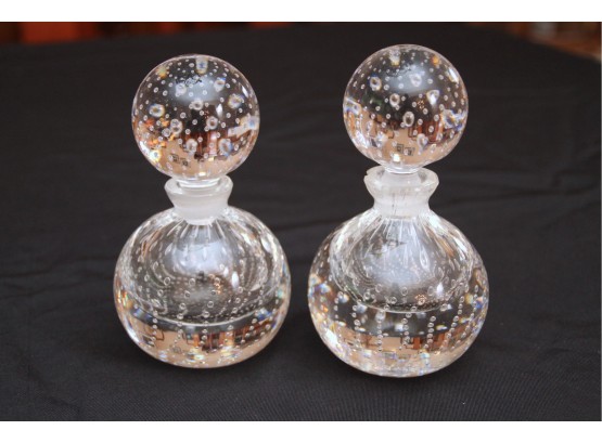 Pair Of Vintage Belgium Glass Perfume Bottles (#14)