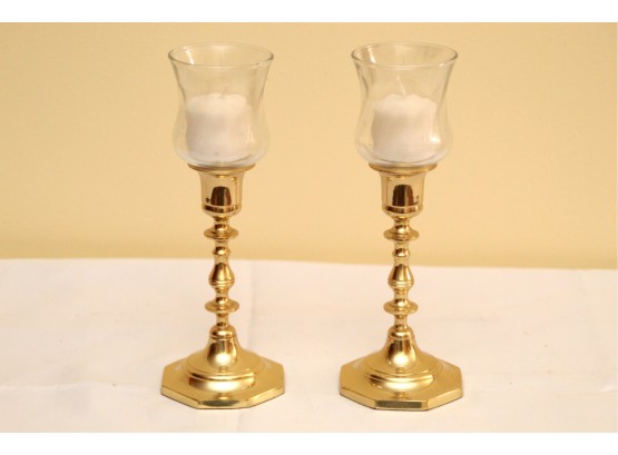 Pair Of Brass Candle Votives