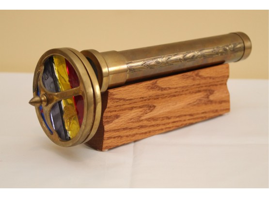 Brass Kaleidoscope With Wooden Stand