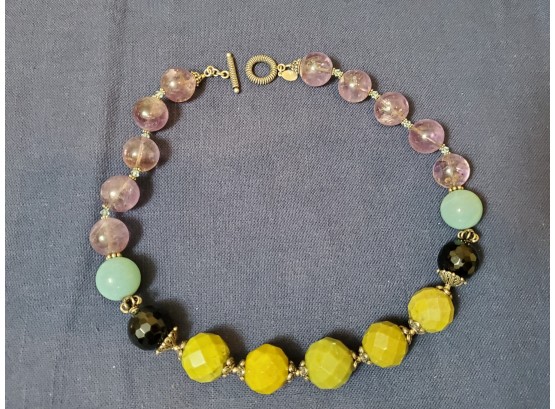 Ann Guchon Semi Precious Stone Necklace With Toggle Clasp Jewelry Lot 49