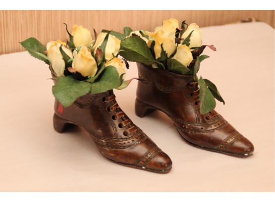 Brass Shoe Floral Display