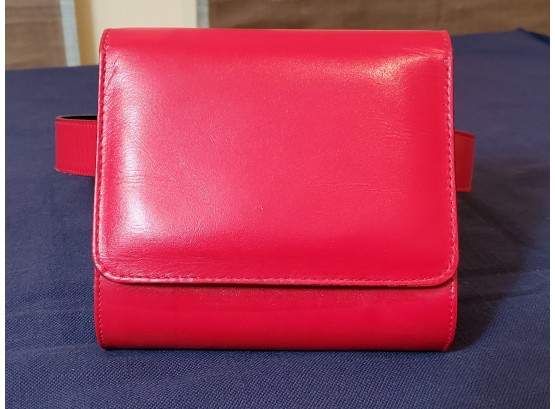 Red Leather Waste Travel Bag